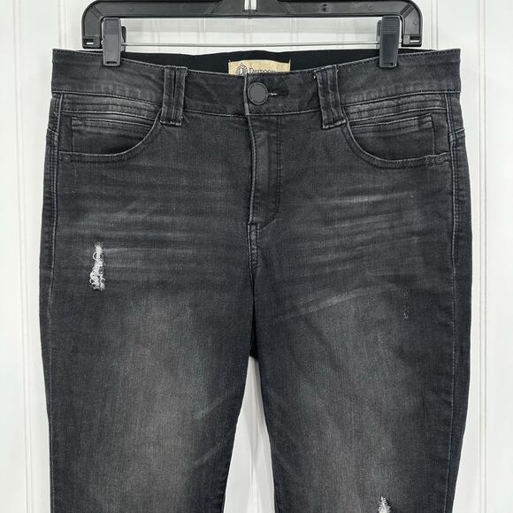 Democracy Jeans Womens 10 Skinny Ab Technology Black Denim Distressed Grunge - Picture 3 of 12